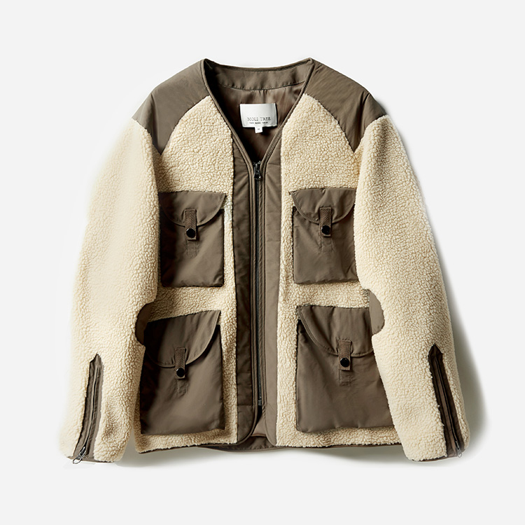 *WWT05283 茉莉雅集 机能户外颗粒绒拼接多口袋V领夹克棉服女