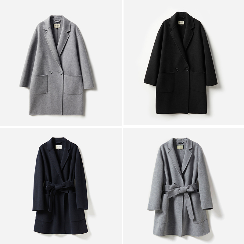 极简主义奢华全羊绒翻领大衣秋冬