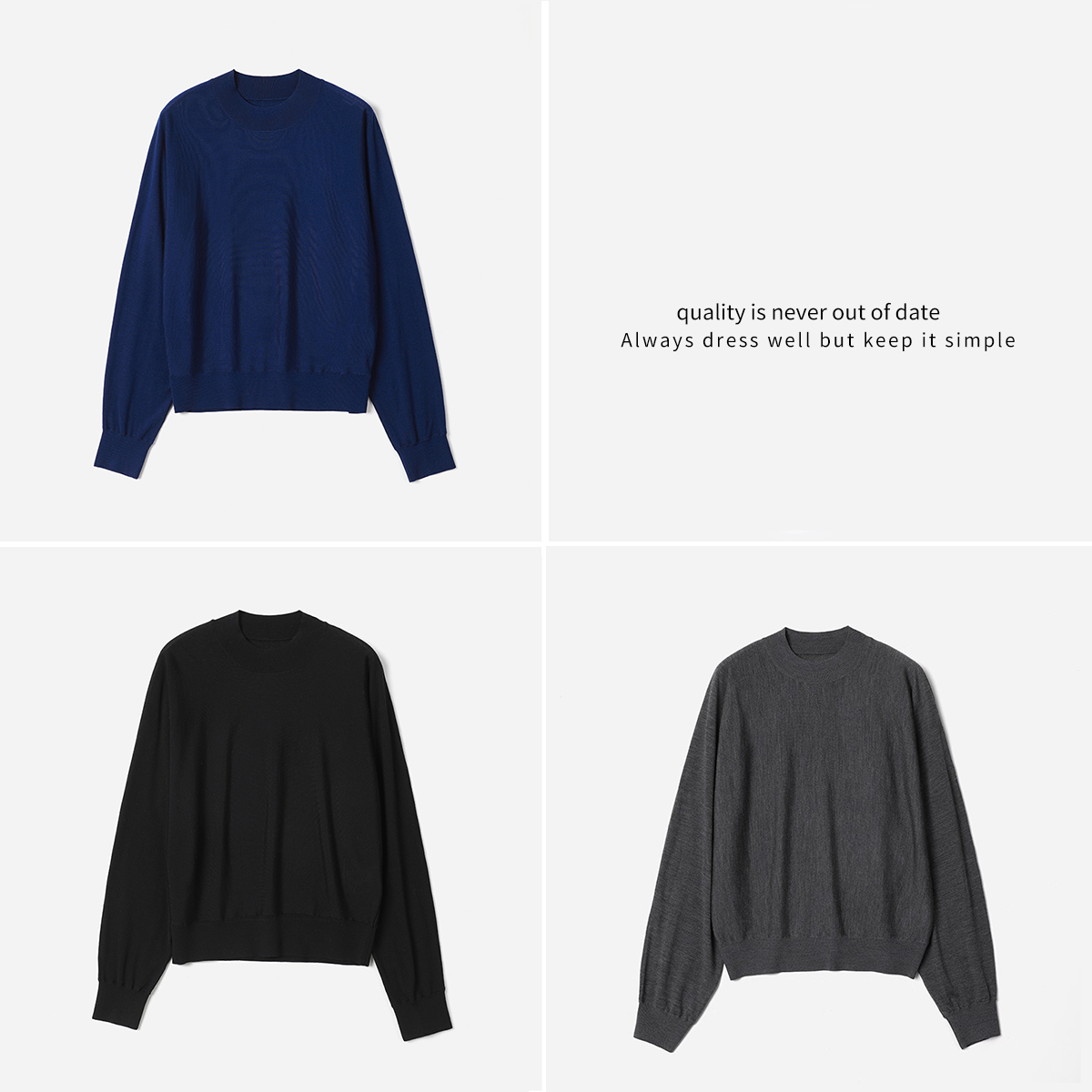 WZT08264 茉莉雅集 L*P意大利15μm黄金全羊毛松弛廓形针织套衫