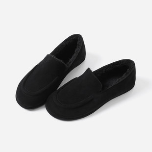 ED08039 茉莉雅集 R0*W复古羊猄皮加绒羊毛内里保暖一脚蹬乐福鞋