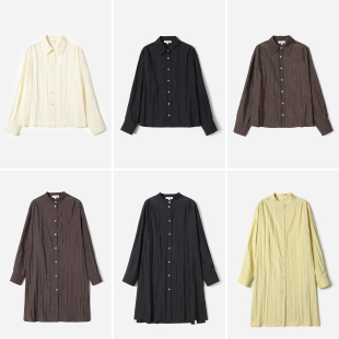 衬衫 WCS08158 S日本料低调珍珠光泽含真丝落肩长袖 茉莉雅集