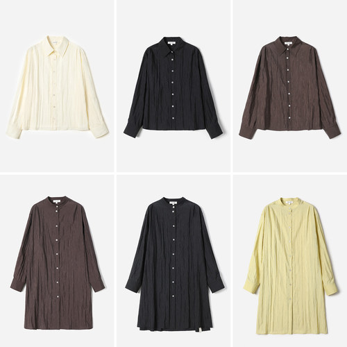 WCS08158 茉莉雅集 J*S日本料低调珍珠光泽含真丝落肩长袖衬衫