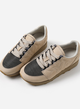 *EY07046 茉莉雅集B*C复古运动风圆头重工珠链圆头羊皮休闲板鞋女