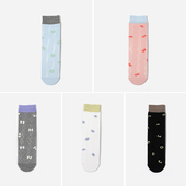 WWZ09006 舒适自在棉弹撞色网眼无骨袜中筒袜春夏女 茉莉雅集