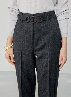 *WKZ06032 茉莉雅集 B*C珠链高奢意大利REDA精纺羊毛腰带锥形长裤