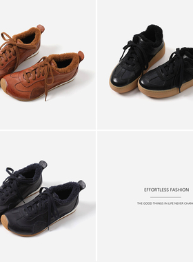 *ED08045 茉莉雅集 M*M*M水洗马皮羊毛内里加厚保暖板鞋德训鞋