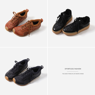 *ED08045 茉莉雅集 M*M*M水洗马皮羊毛内里加厚保暖板鞋德训鞋