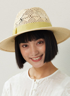 时髦正宗巴拿马草编织草帽女