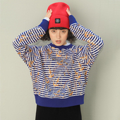 茉莉雅集扬帆起航看世界条纹铁锚印花高支全棉圆领卫衣 WWY06059