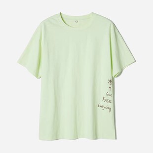 T恤 感受自然竹节棉全棉圆领撞色字母印花短袖 WTX07067 茉莉雅集