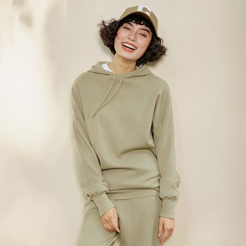 大M全羊毛连帽针织卫衣针织裤女