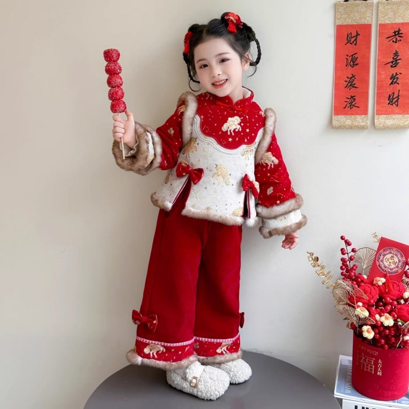 女童冬季加厚中式唐装新年服