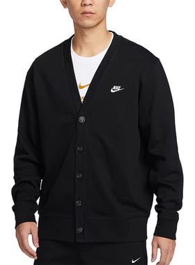 NIKE CLUB FAIRWAY 刺绣logo纽扣开襟纯棉V领开衫外套 FN3899-010