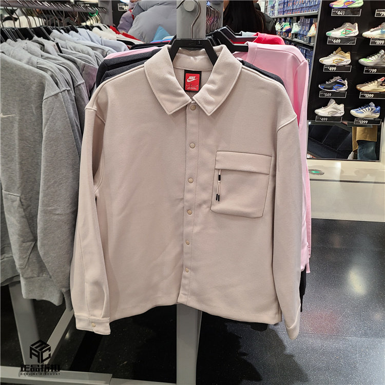 NIKE LOGO 简约复古翻领羊毛混纺保暖宽松休闲外套夹克HF0133-104,运动服/休闲服装,运动茄克/外套,淘宝优惠券,粉丝福利购,淘宝优惠卷