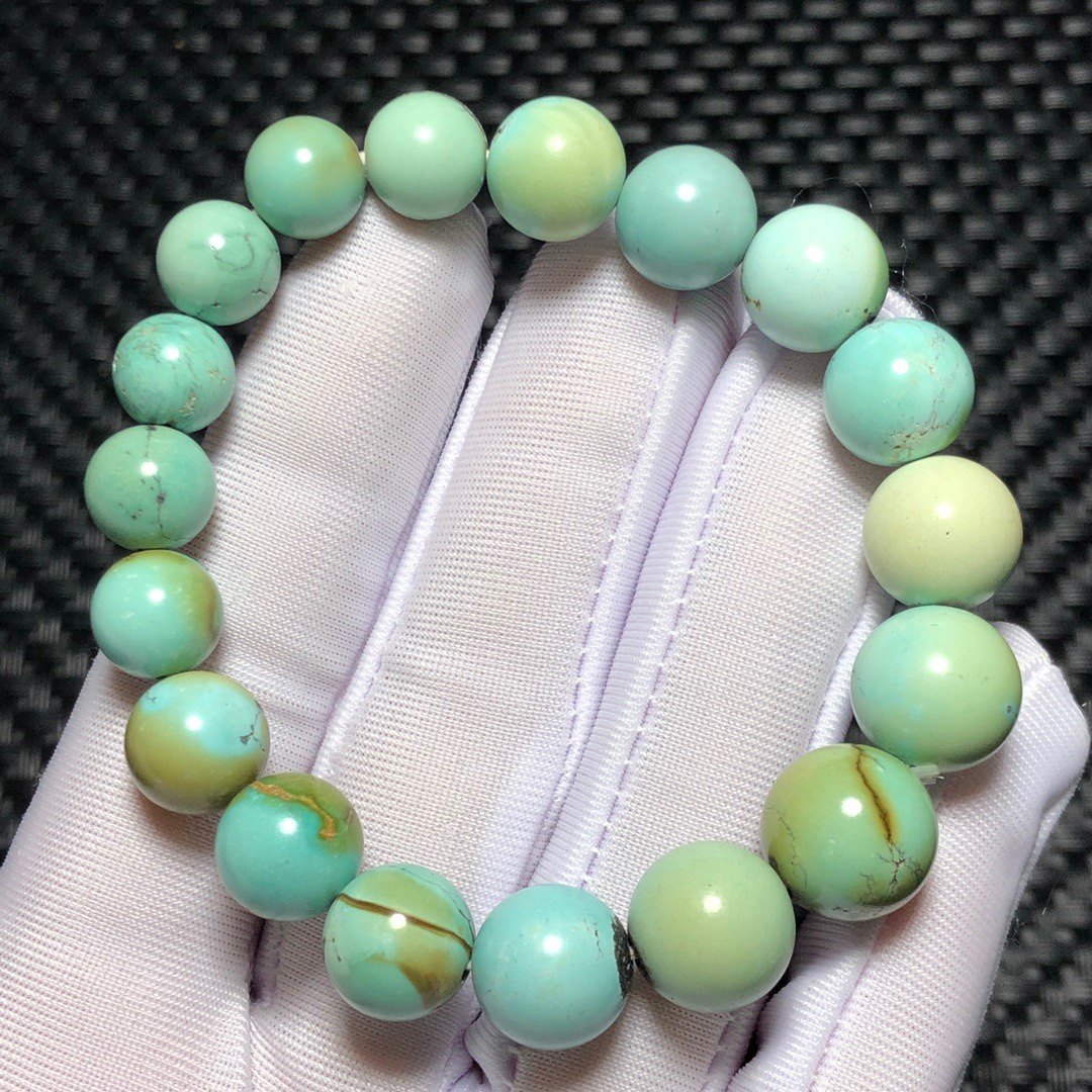 174天然原矿绿松石手链 29克 9-12.5毫米左右 价格399元一条