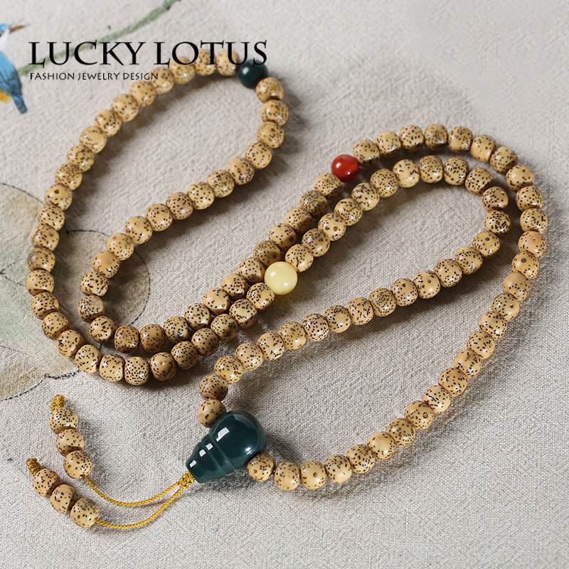 LUCKYLOTUS海南毛感料黄金老籽高密度星月菩提子佛珠链男女包邮