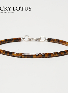 LUCKYLOTUS珠宝首饰天然虎眼石手链桶珠虎晴石木变石男女手串包邮