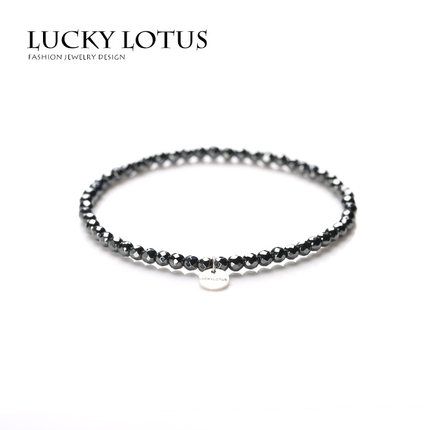 luckylotus首饰极细小切面赤铁矿极手链 925银吊坠男女情侣款包邮