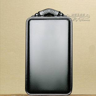 正品新疆和田玉黑羊脂墨玉吊坠平安无事牌玉料黑玉玉牌送证书