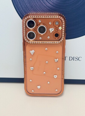 CHOWILL美貌轻奢手工制作爱心水钻电镀橙色边钻适用iPhone17 Air 16 15Plus 13 14promax 12Pro 11手机壳