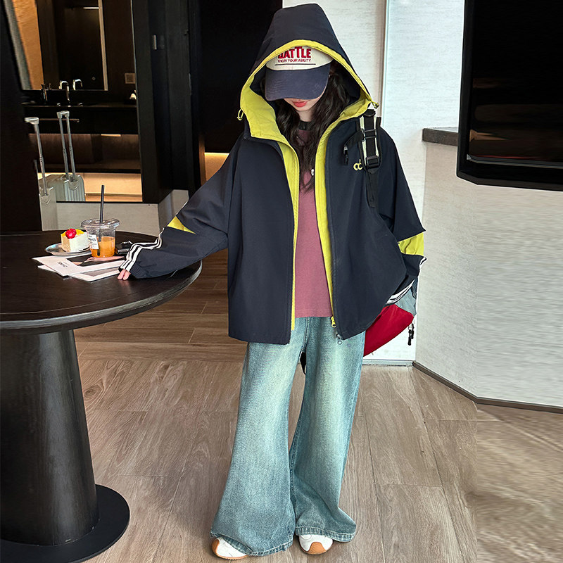 大女童秋季外套冲锋衣衣服新品百搭秋天酷炫大儿童女中大童童装