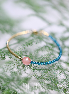 不莱梅蓝丨刻面磷灰石9k金管樱桃红南红细手链