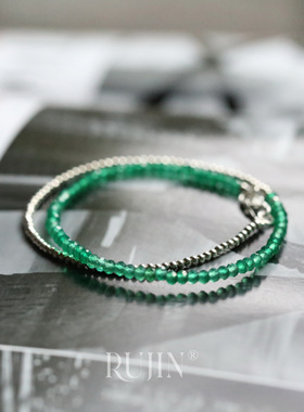 潋川丨再生祖母绿925双圈手链