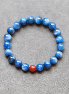 南凋丨天然蓝绒晶手串南红