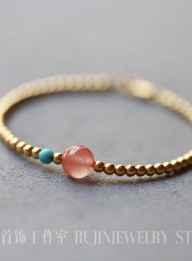 9k圆珠细手链樱桃红南红