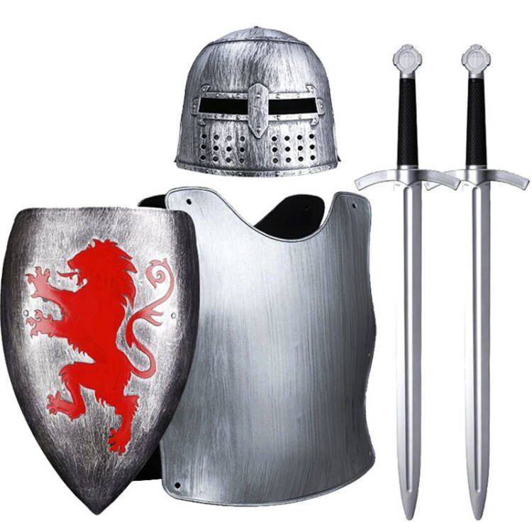 儿童宝剑小骑士幼儿园头盔铠甲可穿真人玩具男孩刀道具盾牌