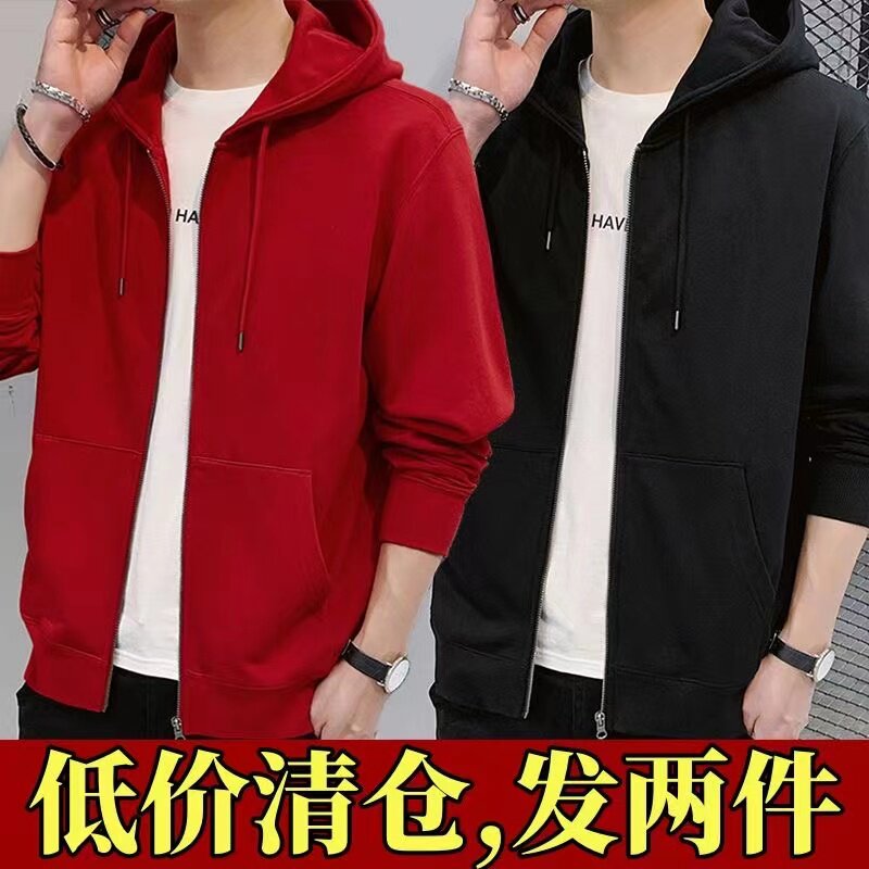 工厂直销春秋男士连帽外套休闲百搭潮流宽松上衣时尚帅气拉链卫衣