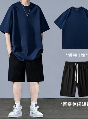 夏季速干运动套装新款男短袖