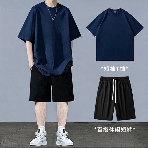 夏季速干运动套装新款男短袖