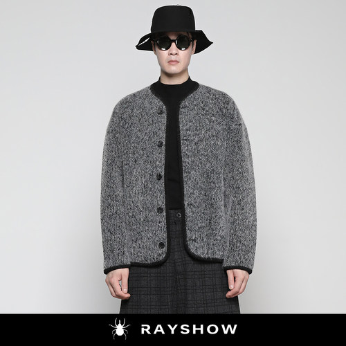 RAYSHOW原创日系单排扣毛毛外套