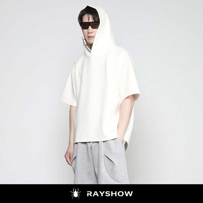 RAYSHOW·雷修｜300G液氨空气层 时尚连帽宽松短袖T恤男夏季帽衫