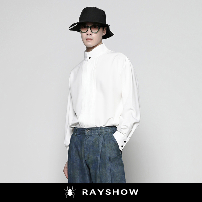 RAYSHOW@法式宫廷风多褶门襟衬衫
