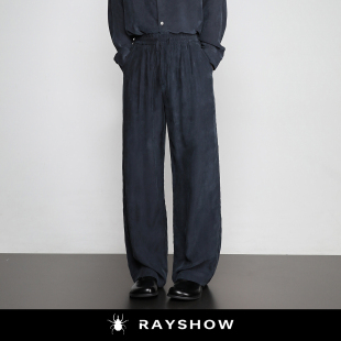 RAYSHOW·100%铜氨丝阔腿裤 男原创 春夏松紧腰抽绳垂坠感休闲长裤