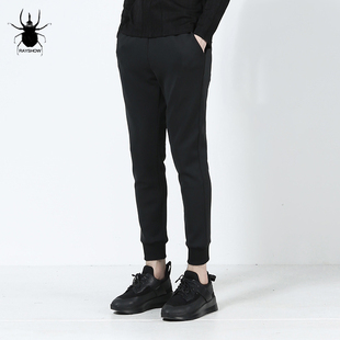 锥形太空棉休闲小脚卫裤 男潮 子 松紧腰弹力收口运动裤 显瘦修身