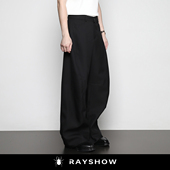 设计师宽松潮流神裤 RAYSHOW「雕塑感双廓形」立体剪裁弯刀裤 男