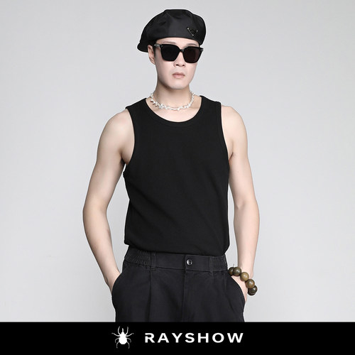 RAYSHOW华夫格背心男运动打底衫