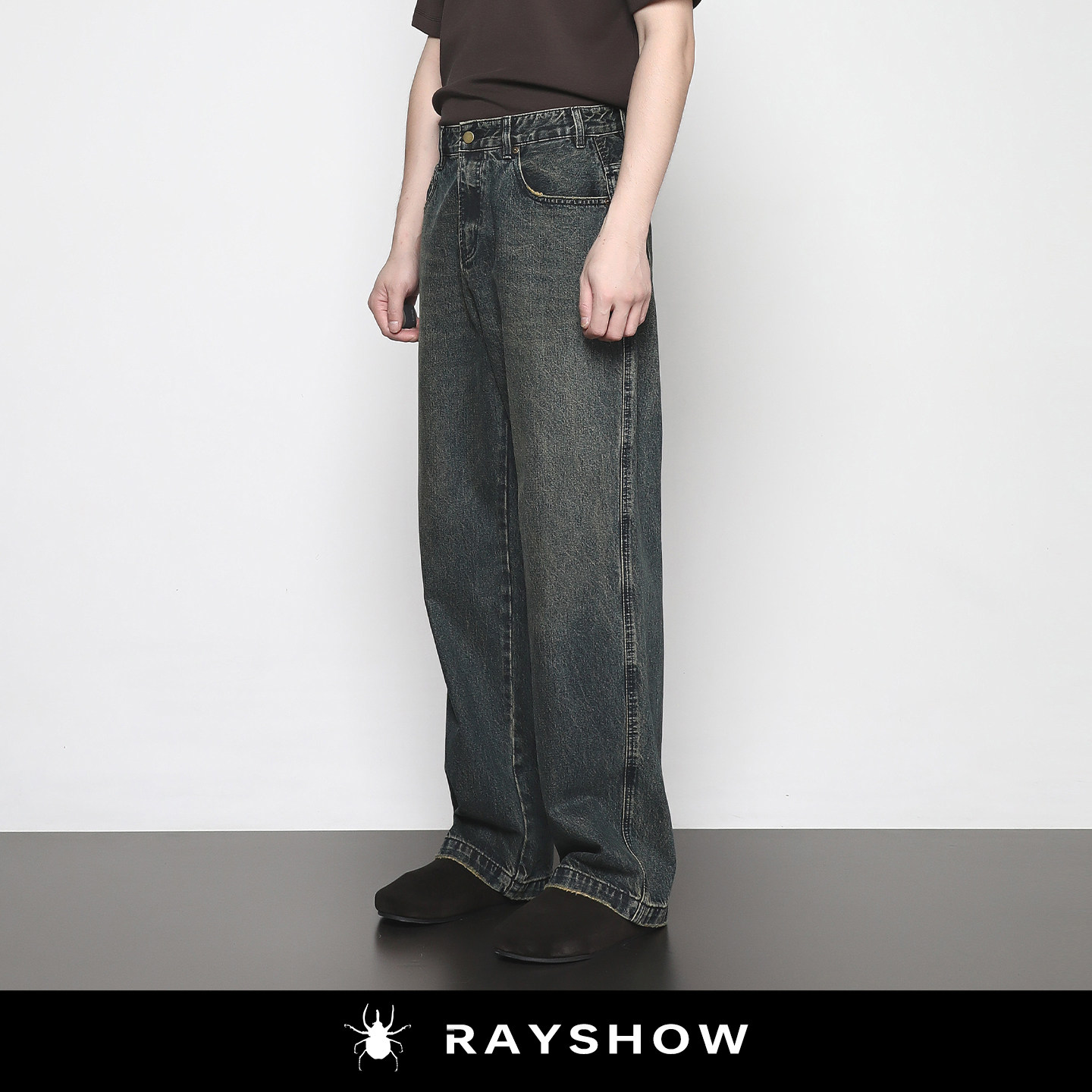 RAYSHOW「流金岁月」酵素洗水石磨复古中腰直筒百搭牛仔长裤COS风,男装,牛仔裤,淘宝优惠券,粉丝福利购,淘宝优惠卷