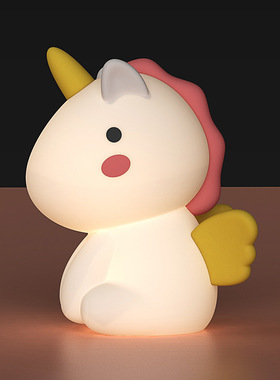 独角兽七彩拍拍灯usb充电可爱硅胶灯儿童卧室三挡led光床头小夜灯