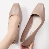 仙女风浅口粗跟单鞋 防滑加厚方头妈妈凉鞋 女夏外穿配裙子休闲时尚