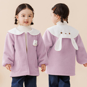儿童罩衣长袖 秋冬女童羽绒服防脏罩衫 幼儿园吃饭围裙宝宝洋气护衣