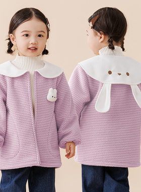 儿童罩衣长袖秋冬女童羽绒服防脏罩衫幼儿园吃饭围裙宝宝洋气护衣