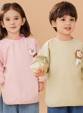 儿童罩衣秋冬宝宝围兜防脏防污男女孩围裙婴儿辅食饭兜宝宝反穿衣