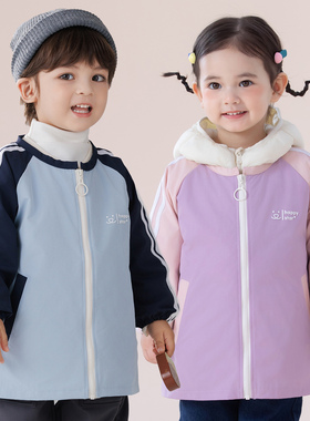 儿童防水罩衣羽绒服防脏外穿男孩画画围裙女童洋气围兜宝宝吃饭衣