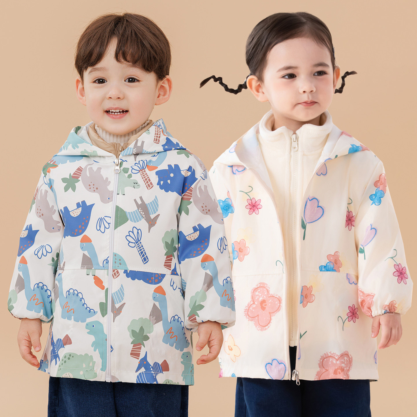 儿童羽绒服防水罩衣长袖洋气小孩防脏防污棉服外套围衣宝宝吃饭衣