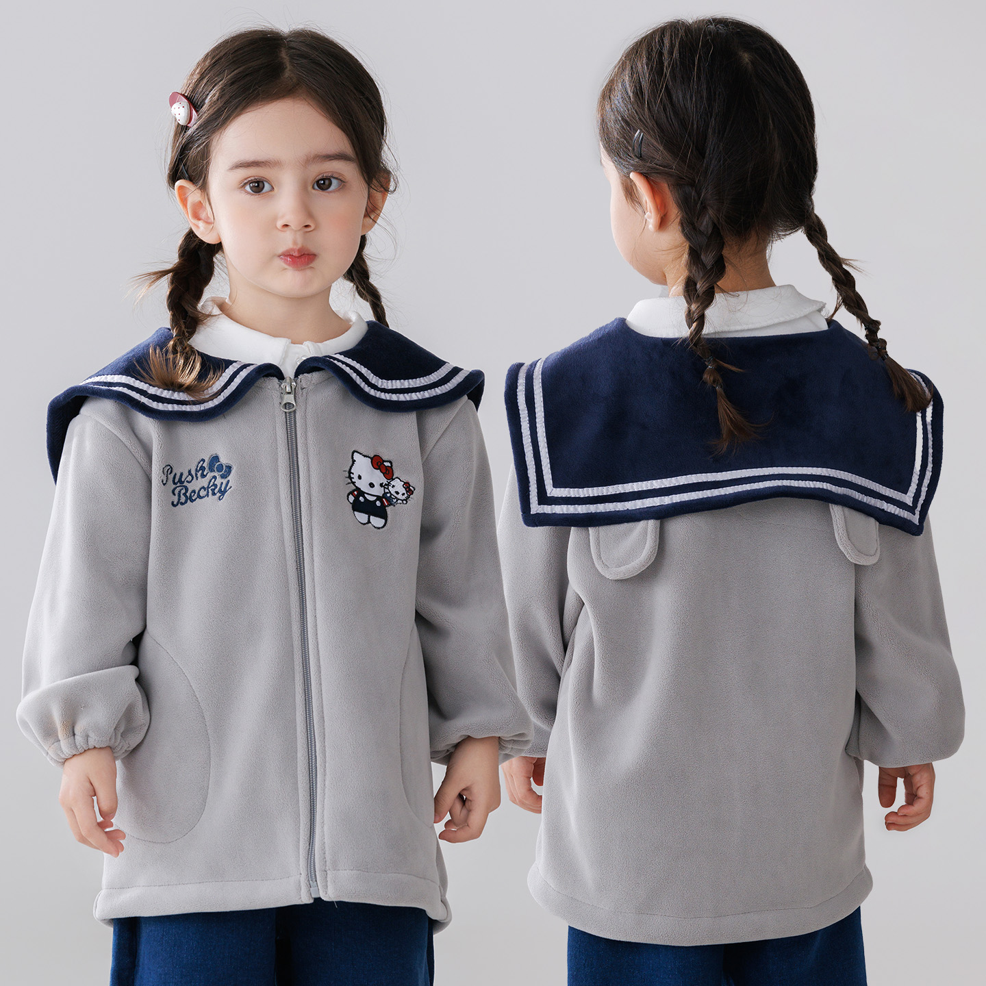 女童绒罩衣保暖羽绒服防脏护衣冬