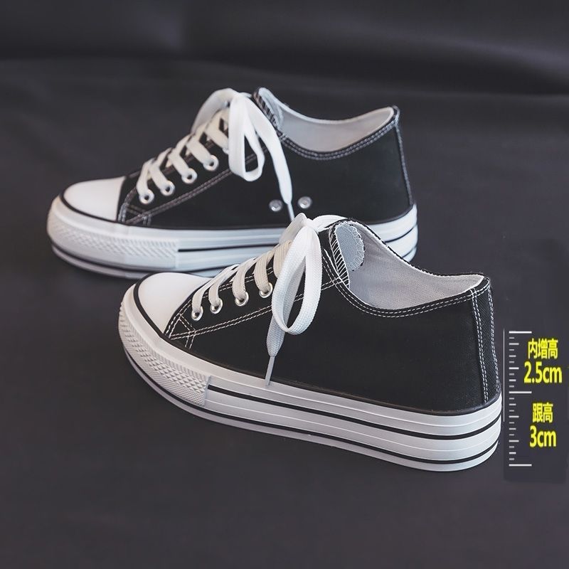 爆款内增高帆布鞋女百搭小白鞋女厚底板鞋2025新款春夏季休闲女鞋